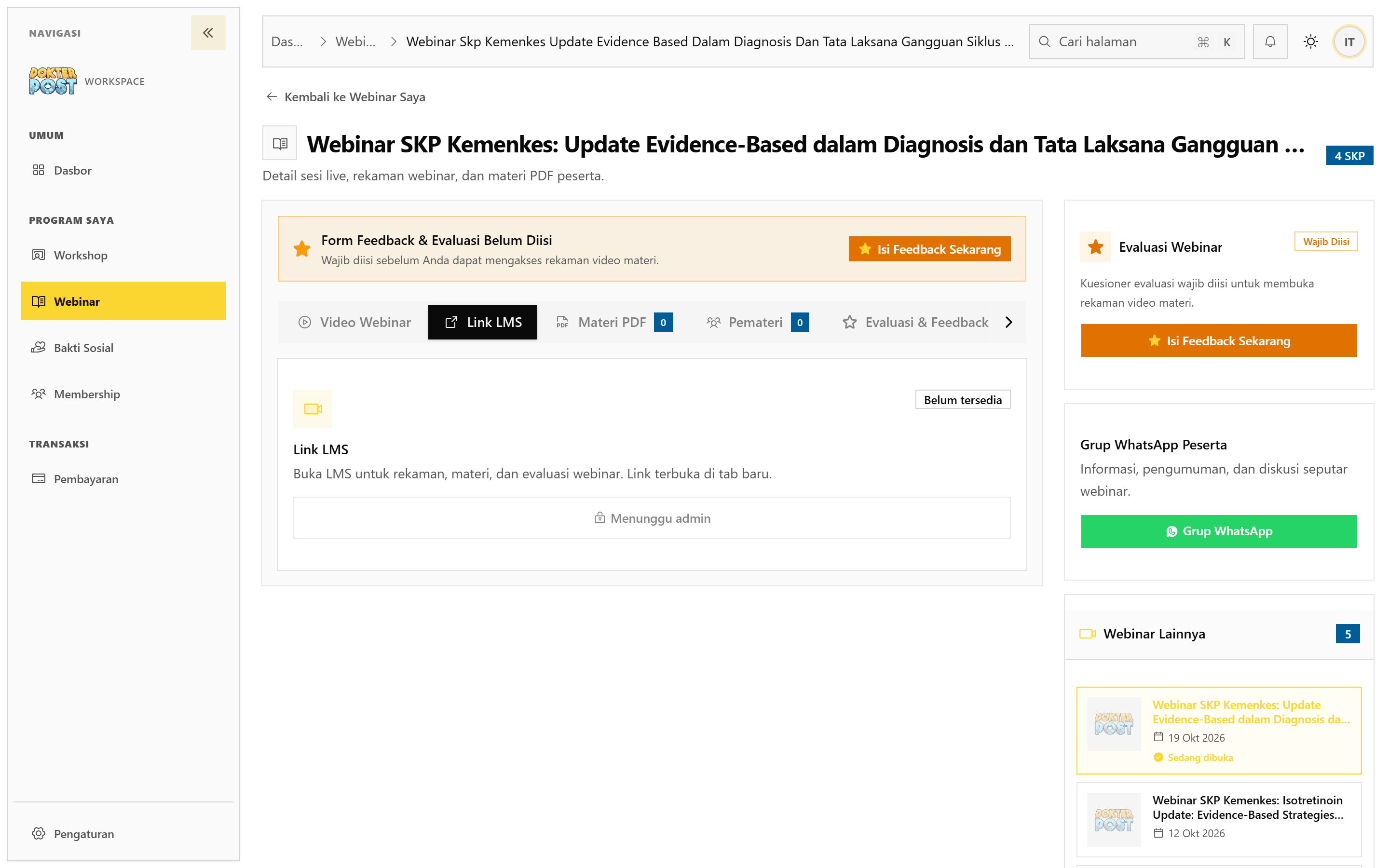 Dashboard Webinar Detail